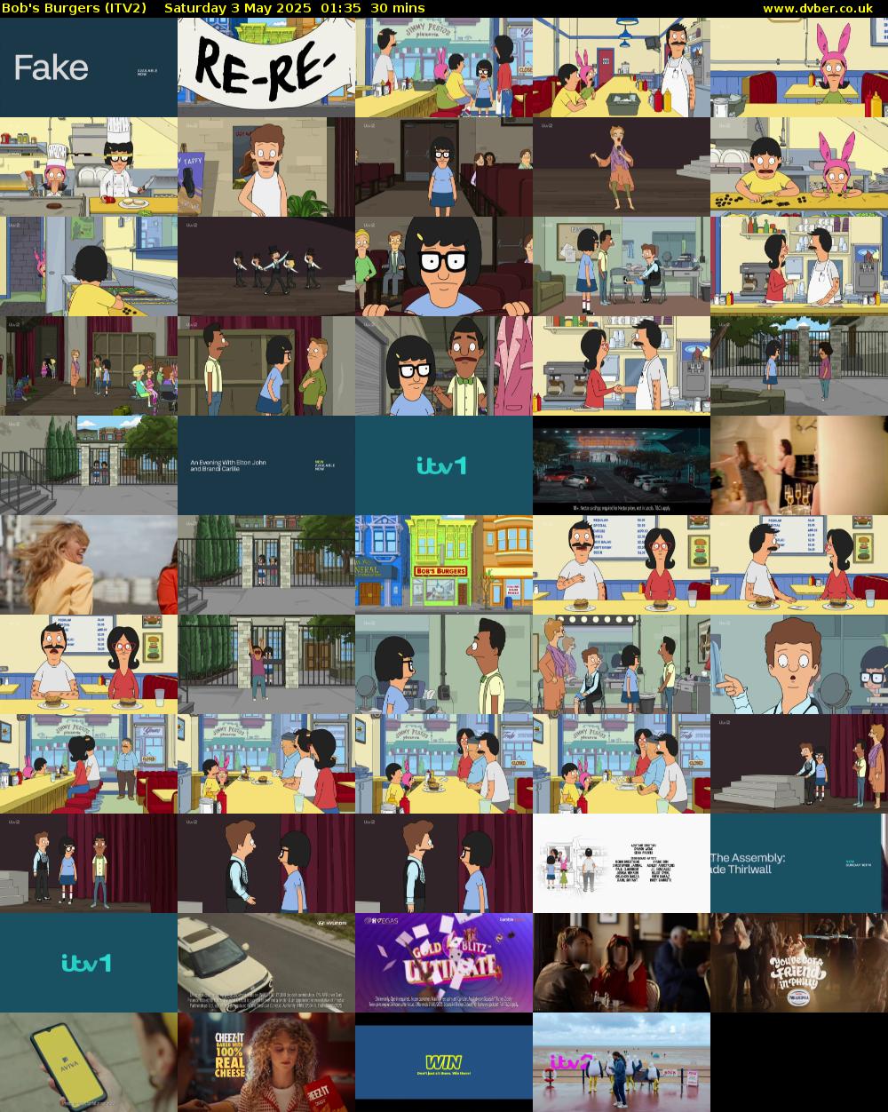 Bob's Burgers (ITV2) Saturday 3 May 2025 01:35 - 02:05