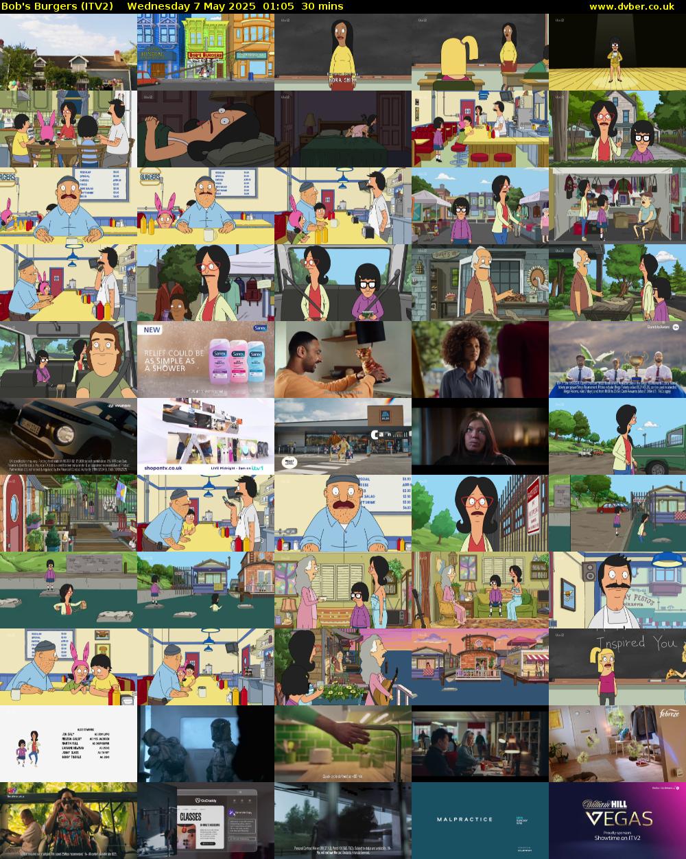 Bob's Burgers (ITV2) Wednesday 7 May 2025 01:05 - 01:35