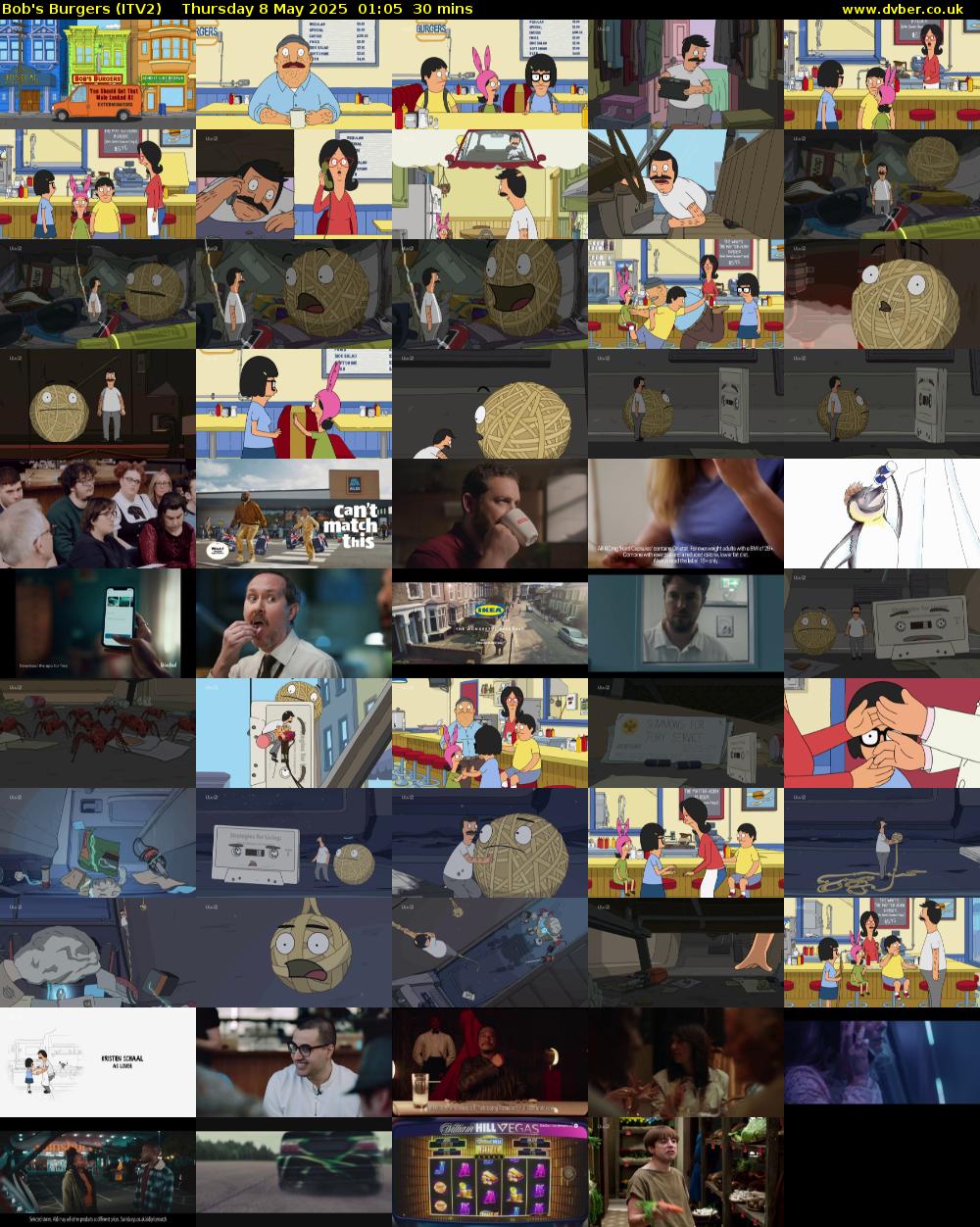 Bob's Burgers (ITV2) Thursday 8 May 2025 01:05 - 01:35