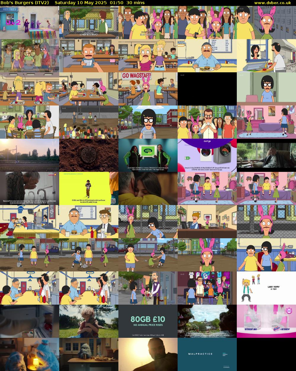 Bob's Burgers (ITV2) Saturday 10 May 2025 01:50 - 02:20