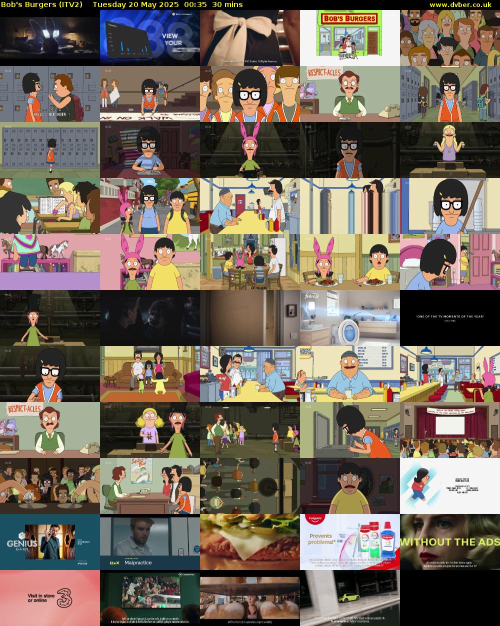 Bob's Burgers (ITV2) Tuesday 20 May 2025 00:35 - 01:05