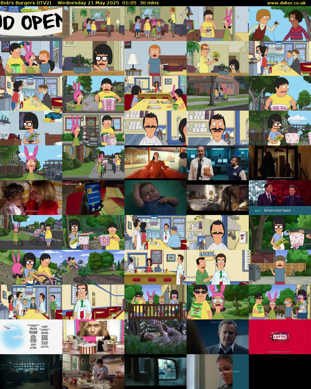 Bob's Burgers (ITV2) Wednesday 21 May 2025 01:05 - 01:35