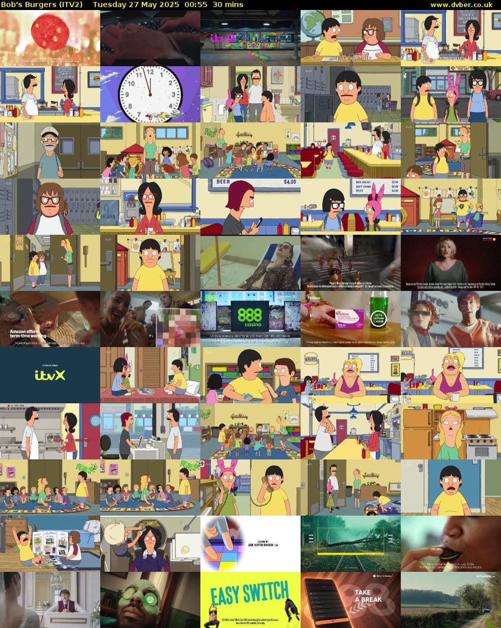 Bob's Burgers (ITV2) Tuesday 27 May 2025 00:55 - 01:25