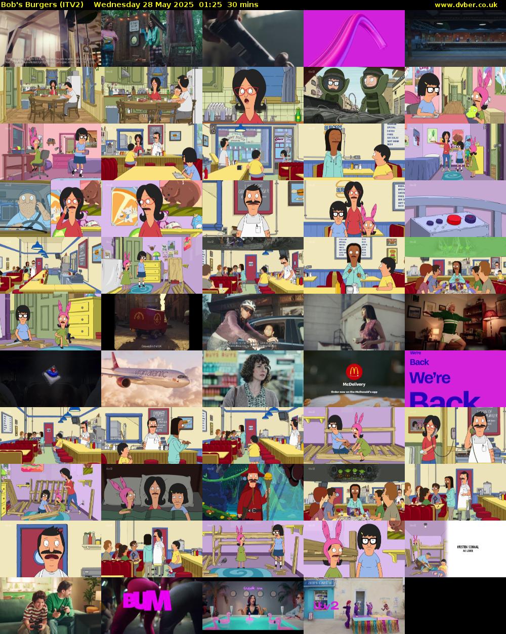 Bob's Burgers (ITV2) Wednesday 28 May 2025 01:25 - 01:55