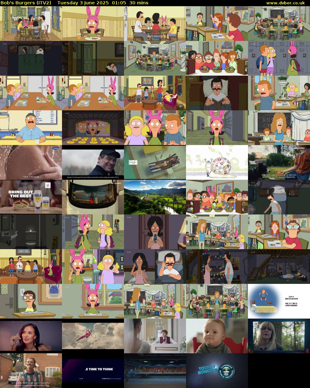 Bob's Burgers (ITV2) Tuesday 3 June 2025 01:05 - 01:35