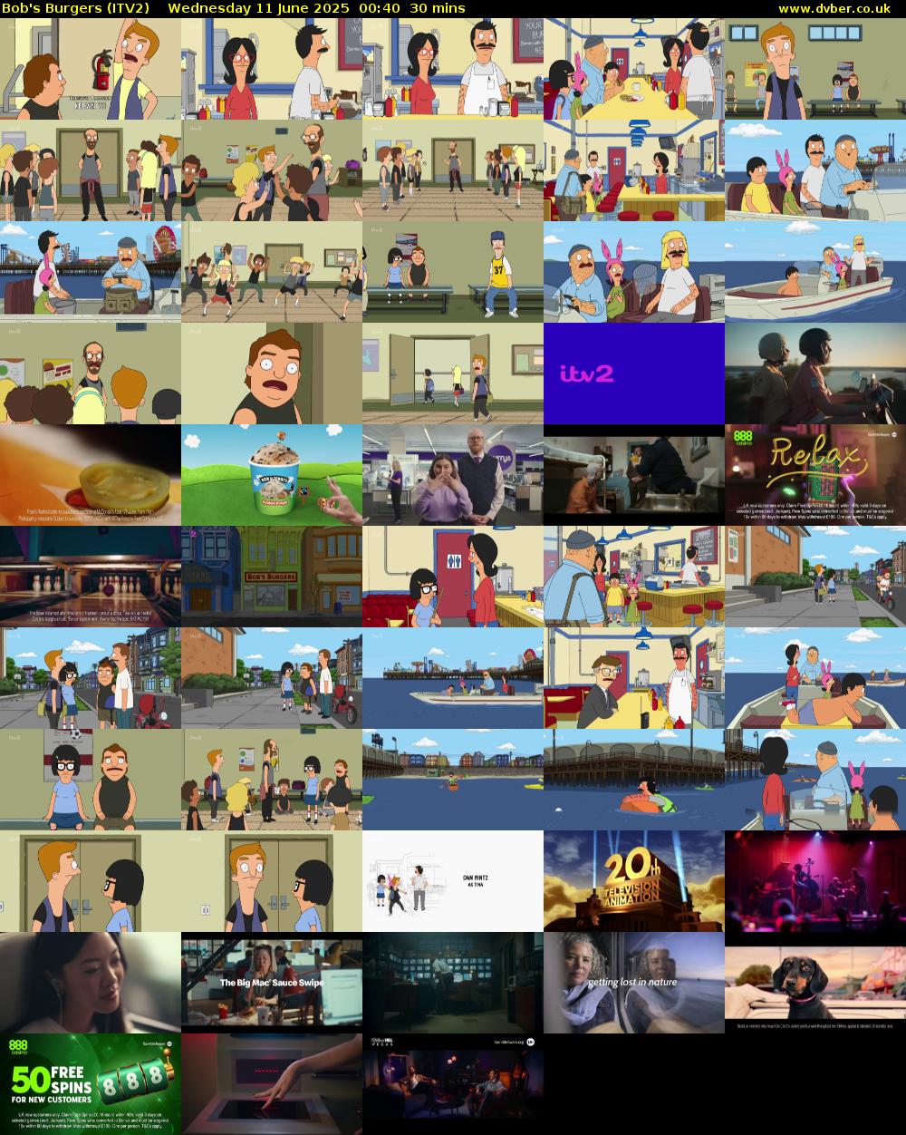 Bob's Burgers (ITV2) Wednesday 11 June 2025 00:40 - 01:10