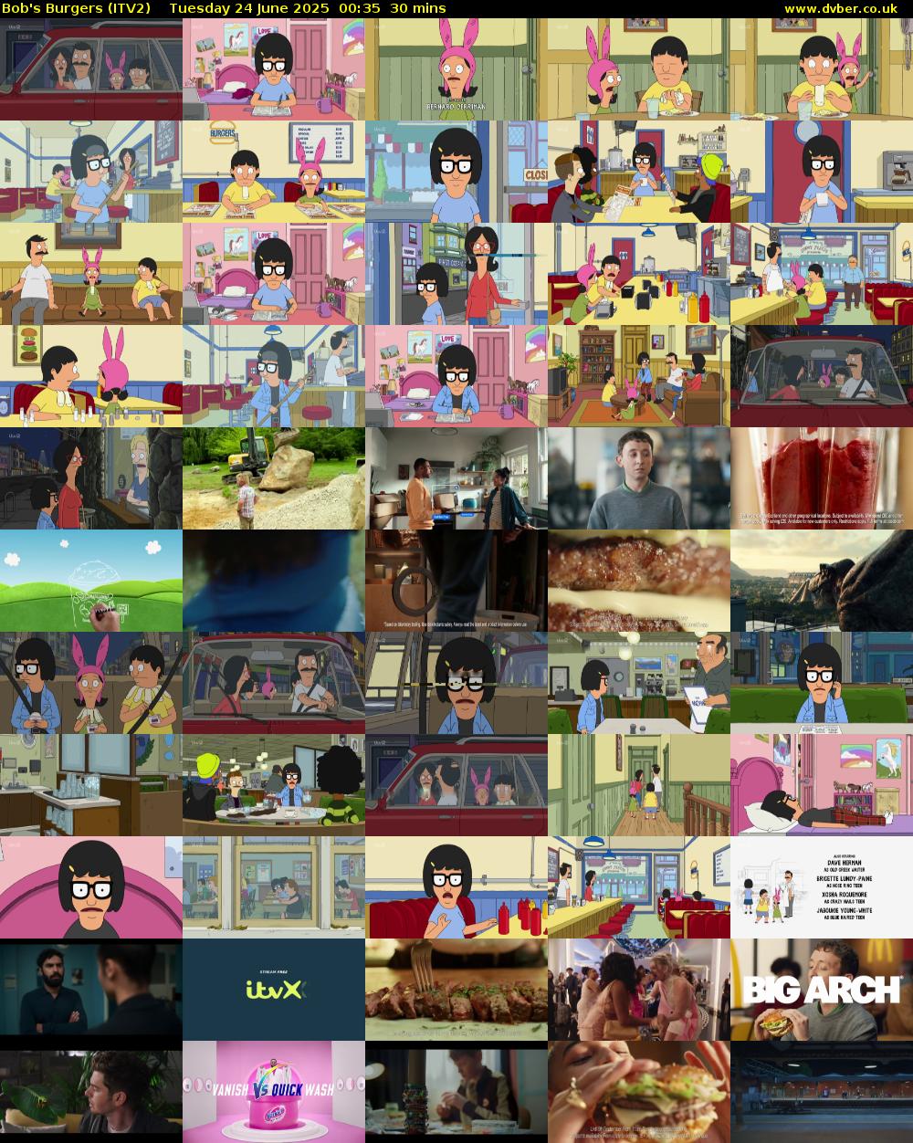 Bob's Burgers (ITV2) Tuesday 24 June 2025 00:35 - 01:05