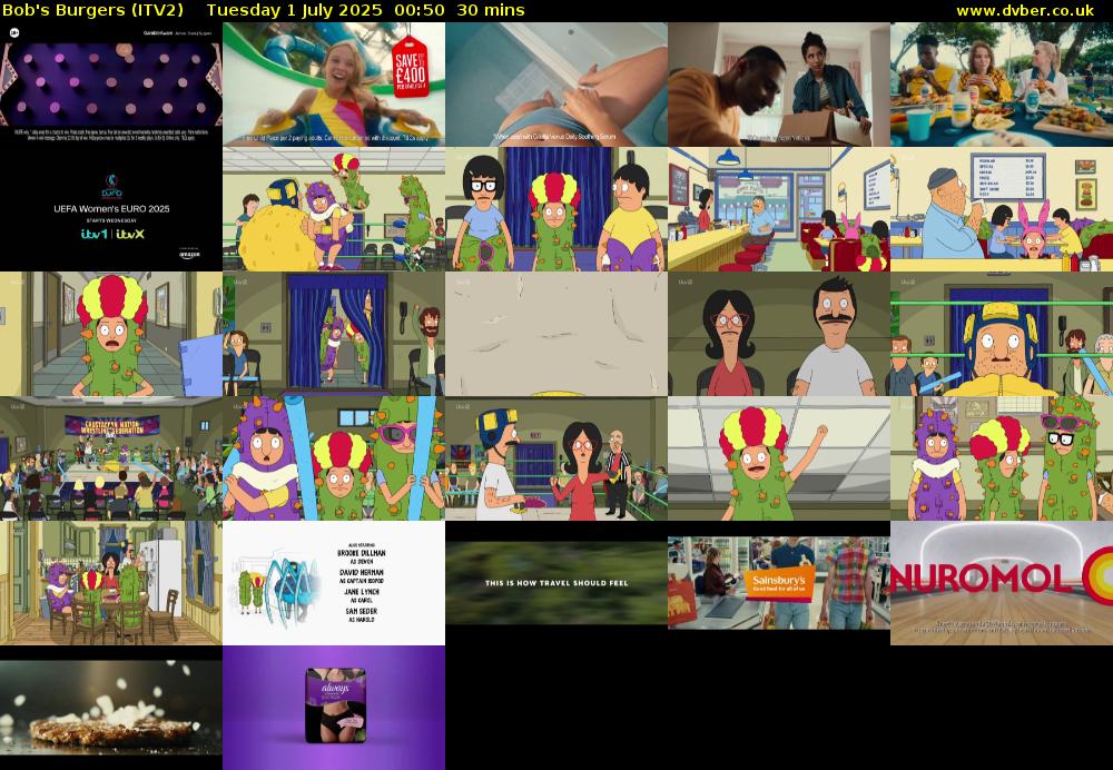 Bob's Burgers (ITV2) Tuesday 1 July 2025 00:50 - 01:20