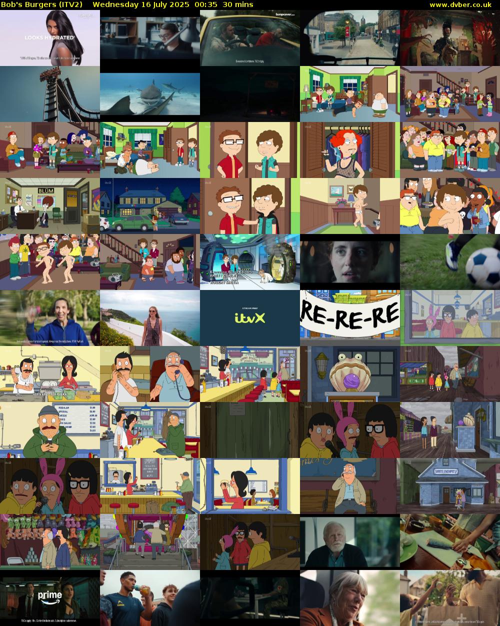 Bob's Burgers (ITV2) Wednesday 16 July 2025 00:35 - 01:05