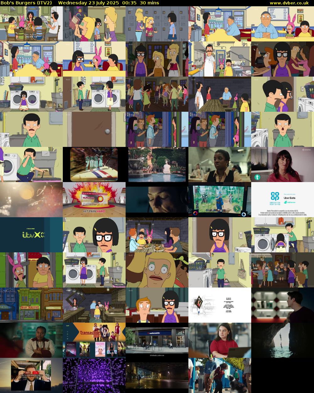 Bob's Burgers (ITV2) Wednesday 23 July 2025 00:35 - 01:05