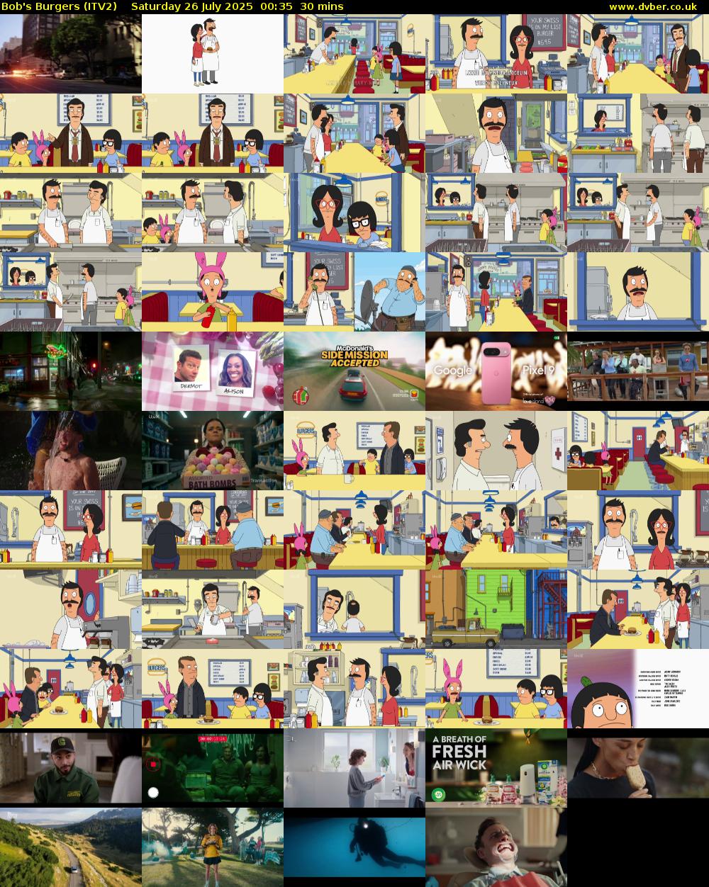 Bob's Burgers (ITV2) Saturday 26 July 2025 00:35 - 01:05