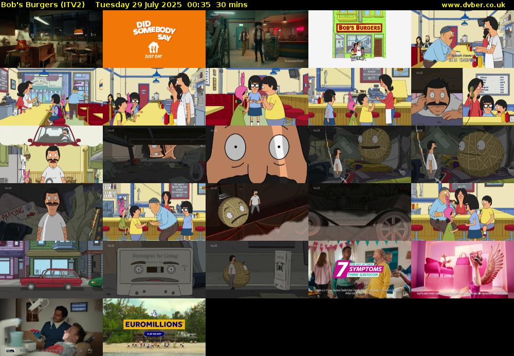 Bob's Burgers (ITV2) Tuesday 29 July 2025 00:35 - 01:05
