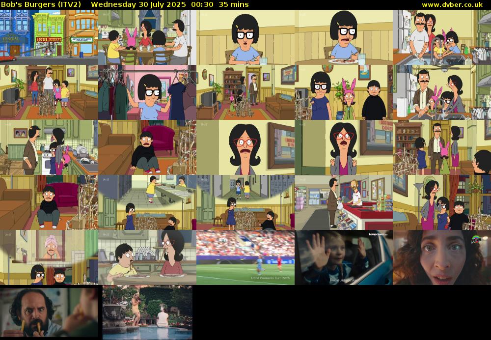 Bob's Burgers (ITV2) Wednesday 30 July 2025 00:30 - 01:05
