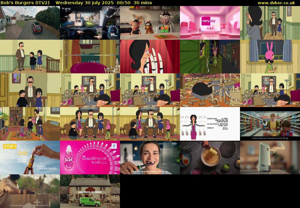 Bob's Burgers (ITV2) Wednesday 30 July 2025 00:50 - 01:20