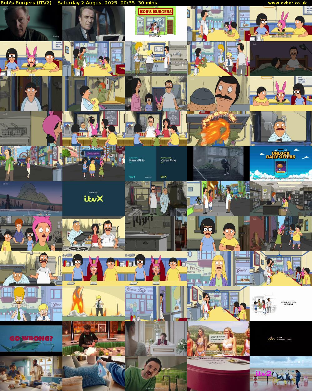 Bob's Burgers (ITV2) Saturday 2 August 2025 00:35 - 01:05