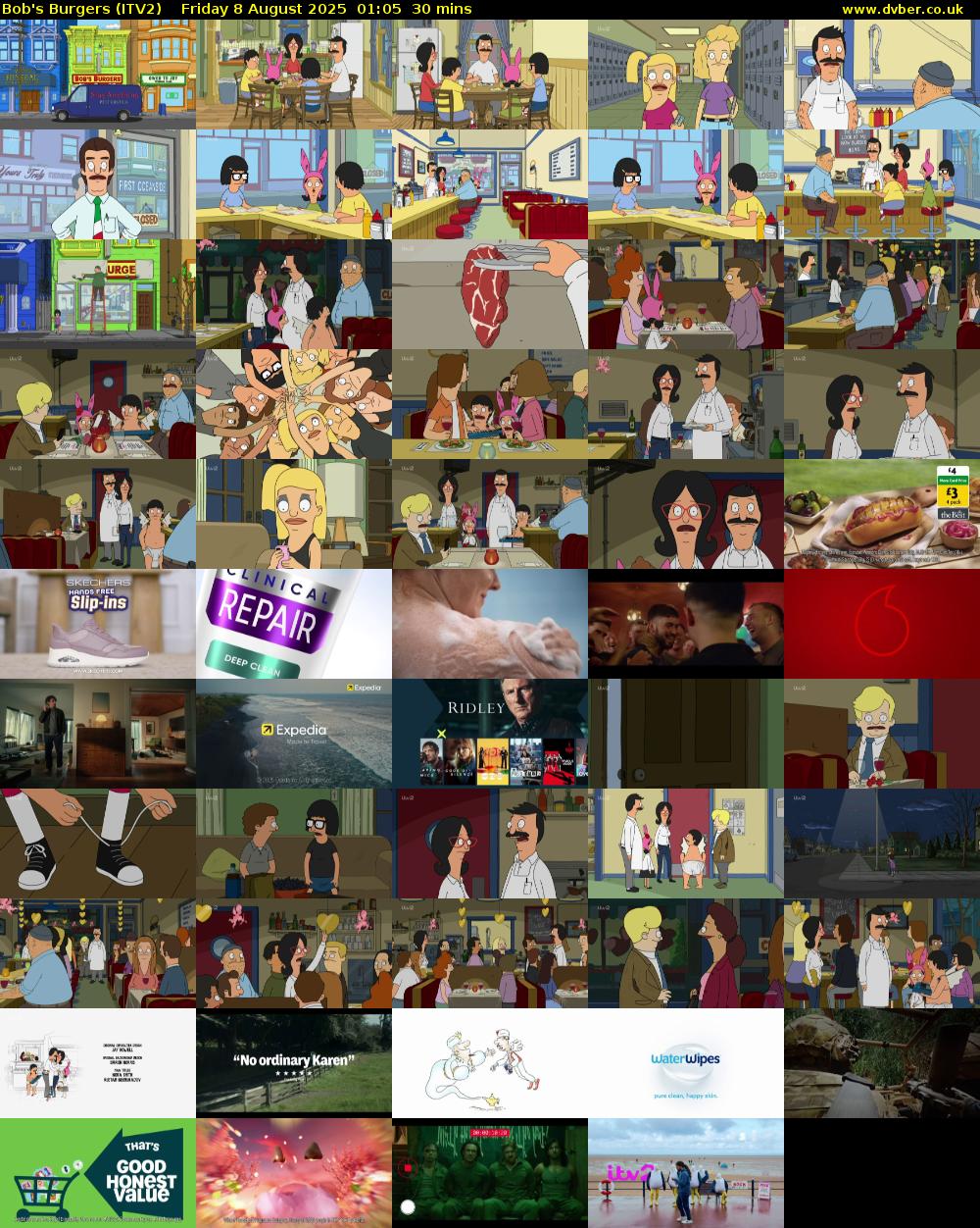 Bob's Burgers (ITV2) Friday 8 August 2025 01:05 - 01:35