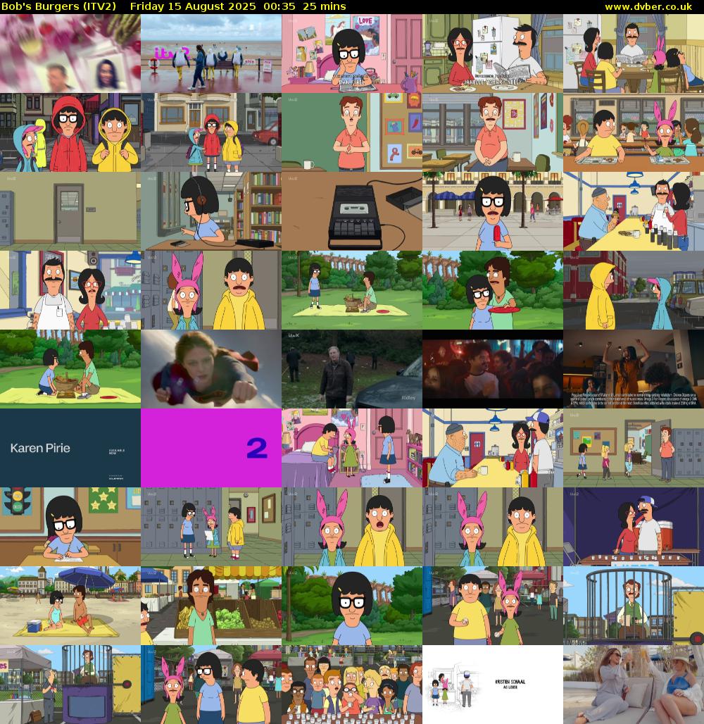 Bob's Burgers (ITV2) Friday 15 August 2025 00:35 - 01:00