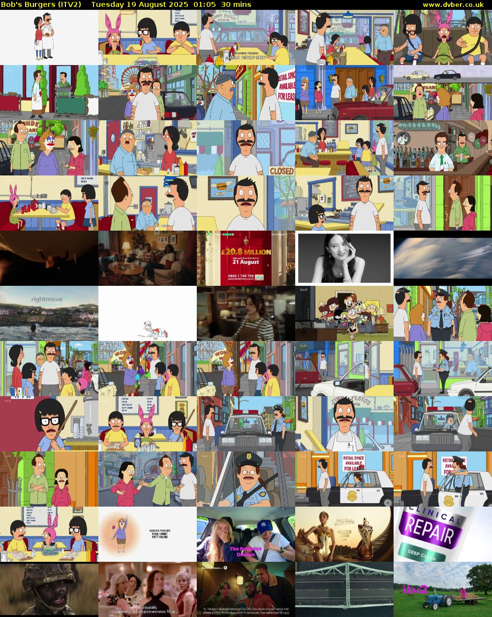 Bob's Burgers (ITV2) Tuesday 19 August 2025 01:05 - 01:35