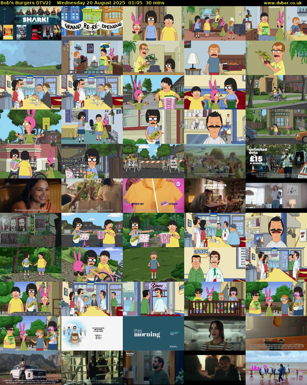 Bob's Burgers (ITV2) Wednesday 20 August 2025 01:05 - 01:35