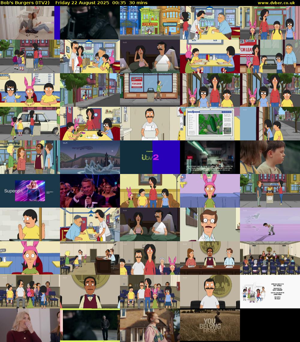 Bob's Burgers (ITV2) Friday 22 August 2025 00:35 - 01:05