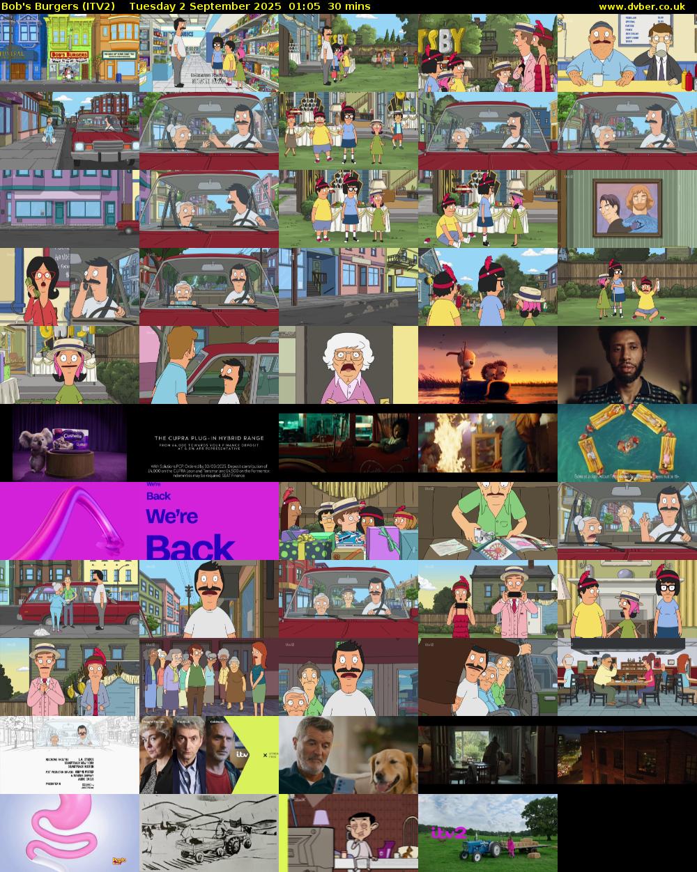 Bob's Burgers (ITV2) Tuesday 2 September 2025 01:05 - 01:35