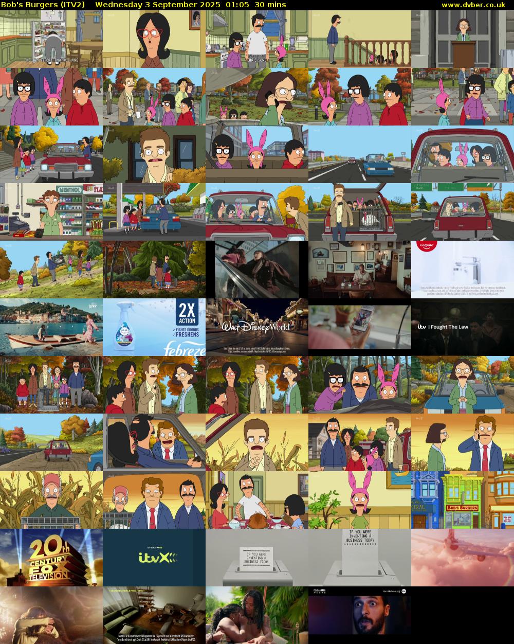 Bob's Burgers (ITV2) Wednesday 3 September 2025 01:05 - 01:35