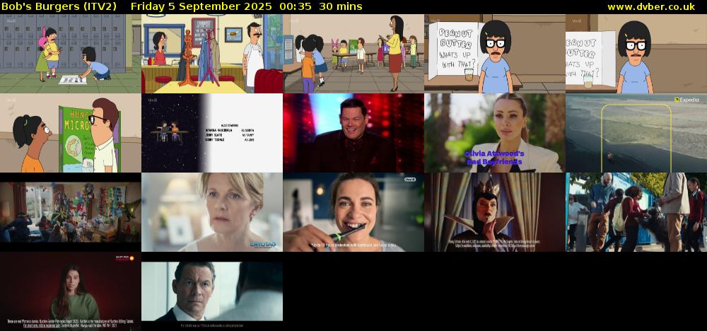 Bob's Burgers (ITV2) Friday 5 September 2025 00:35 - 01:05