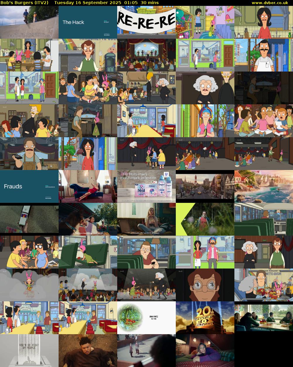 Bob's Burgers (ITV2) Tuesday 16 September 2025 01:05 - 01:35
