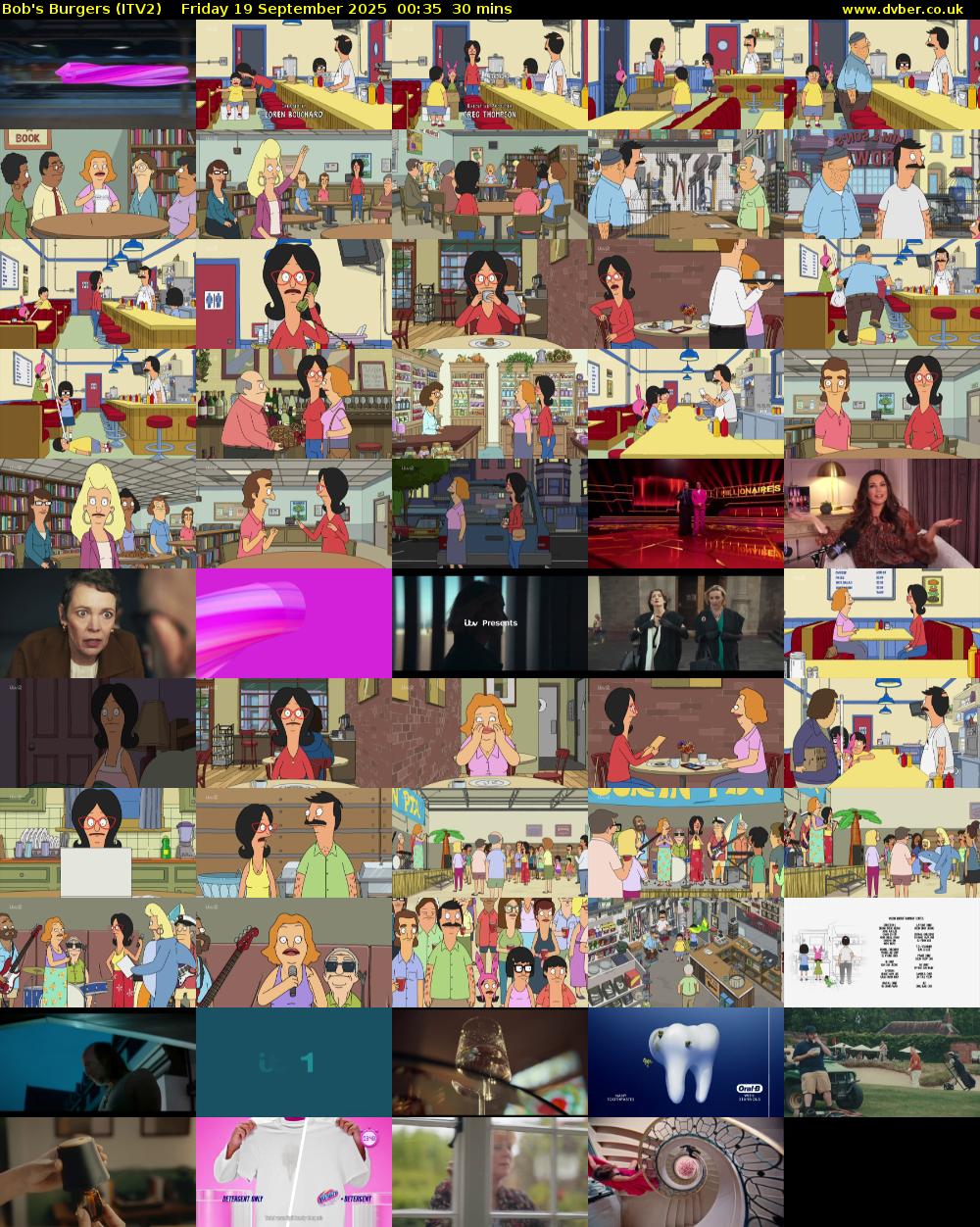 Bob's Burgers (ITV2) Friday 19 September 2025 00:35 - 01:05