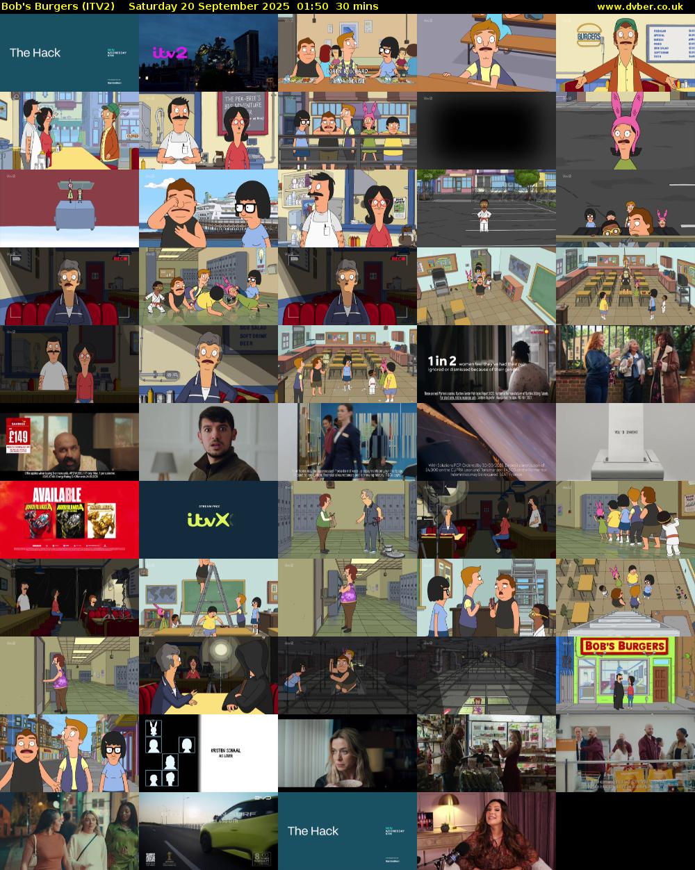 Bob's Burgers (ITV2) Saturday 20 September 2025 01:50 - 02:20