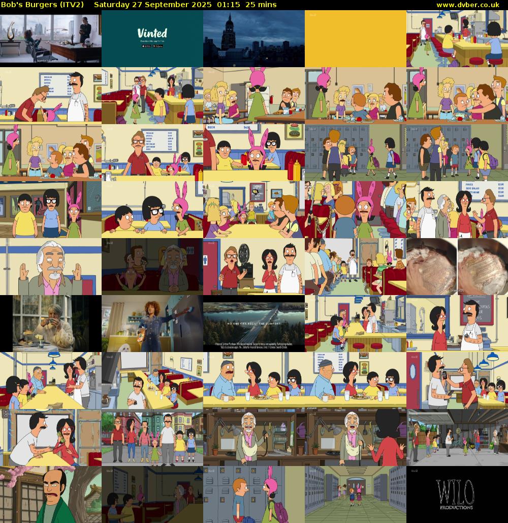Bob's Burgers (ITV2) Saturday 27 September 2025 01:15 - 01:40