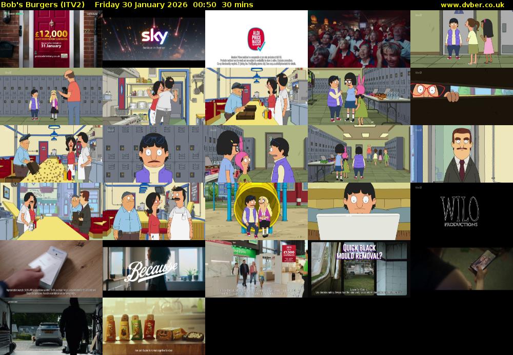 Bob's Burgers (ITV2) Friday 30 January 2026 00:50 - 01:20