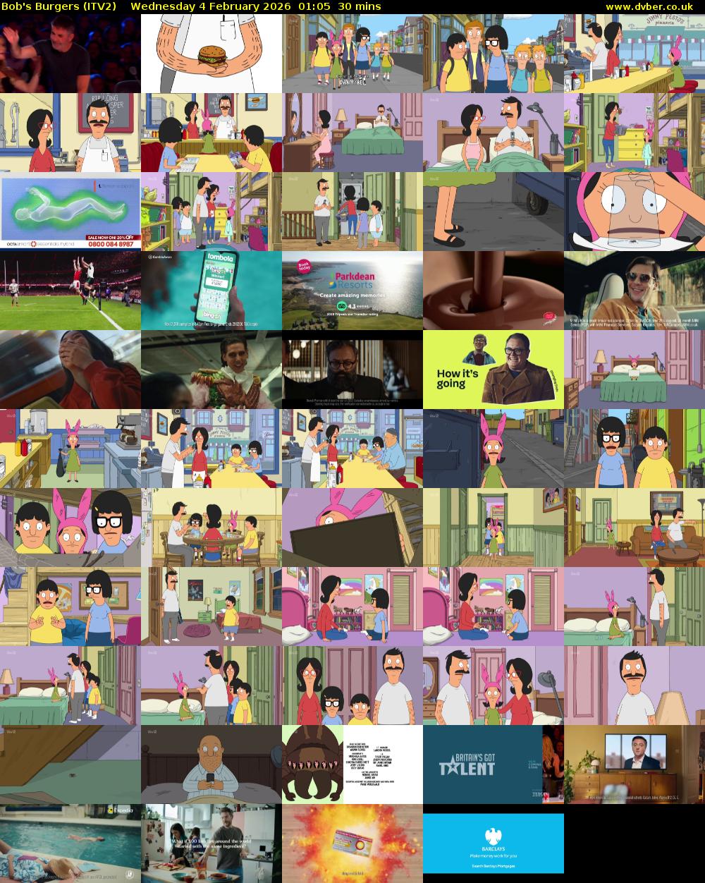 Bob's Burgers (ITV2) Wednesday 4 February 2026 01:05 - 01:35