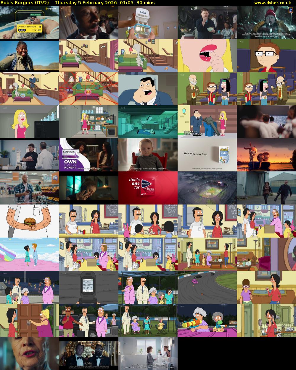 Bob's Burgers (ITV2) Thursday 5 February 2026 01:05 - 01:35