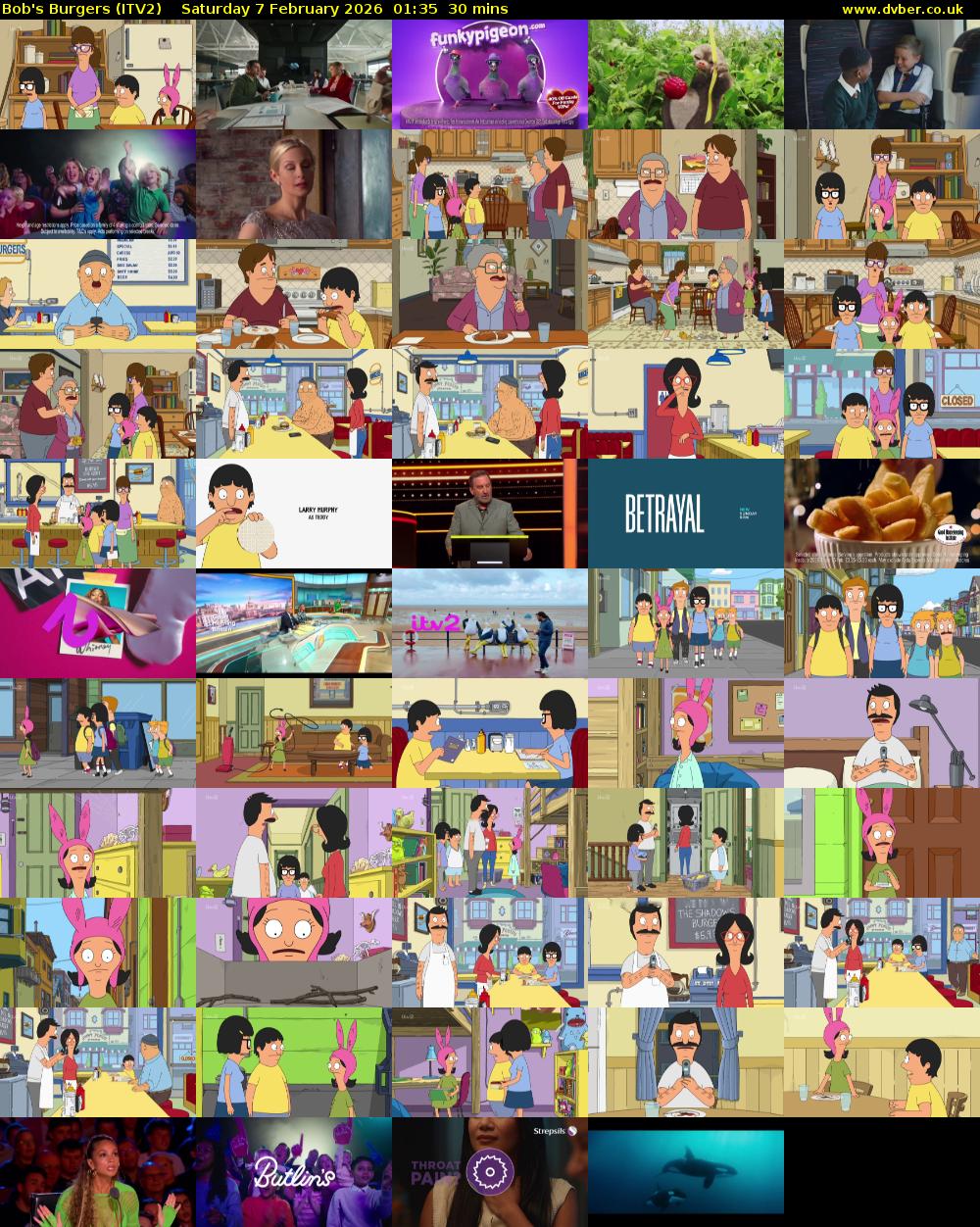 Bob's Burgers (ITV2) Saturday 7 February 2026 01:35 - 02:05