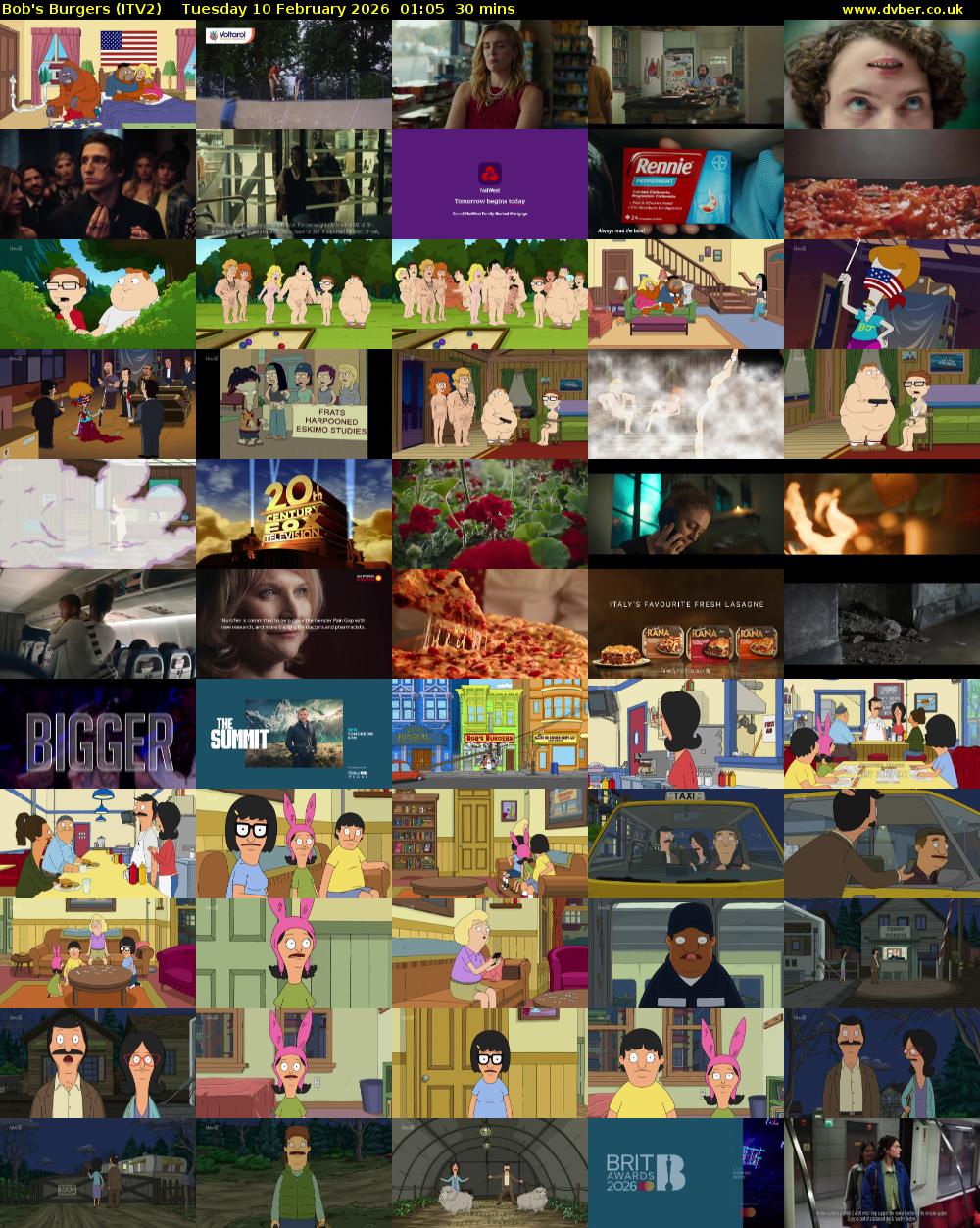 Bob's Burgers (ITV2) Tuesday 10 February 2026 01:05 - 01:35