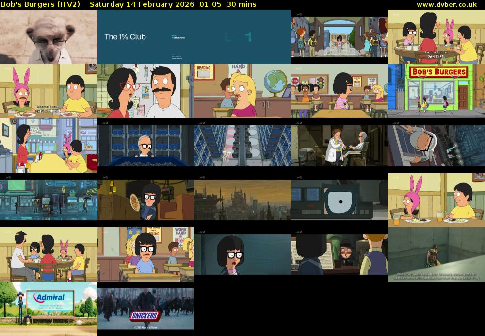 Bob's Burgers (ITV2) Saturday 14 February 2026 01:05 - 01:35