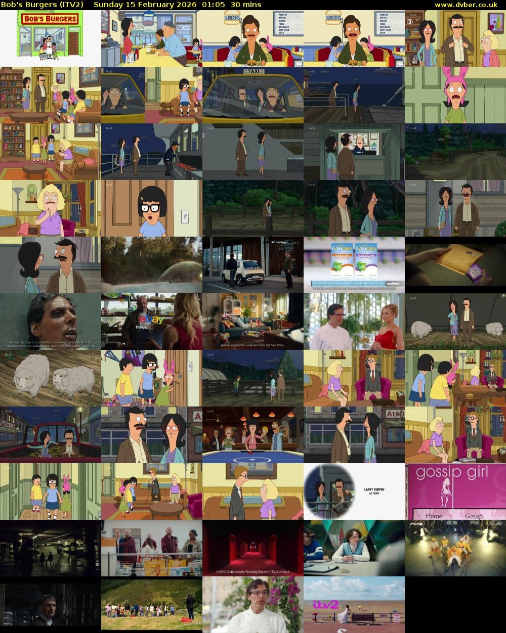 Bob's Burgers (ITV2) Sunday 15 February 2026 01:05 - 01:35