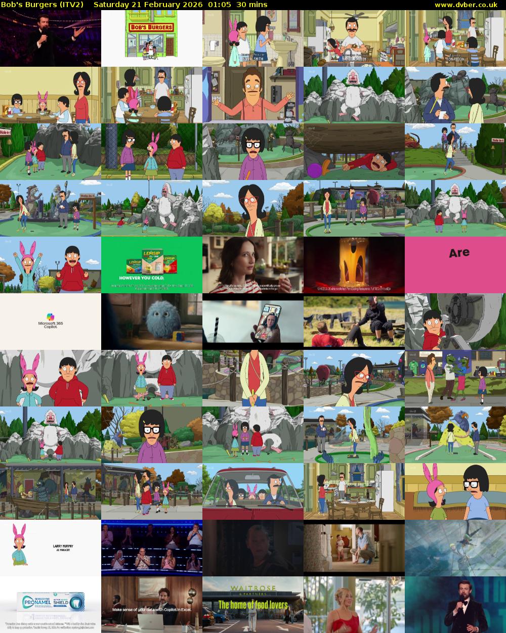 Bob's Burgers (ITV2) Saturday 21 February 2026 01:05 - 01:35