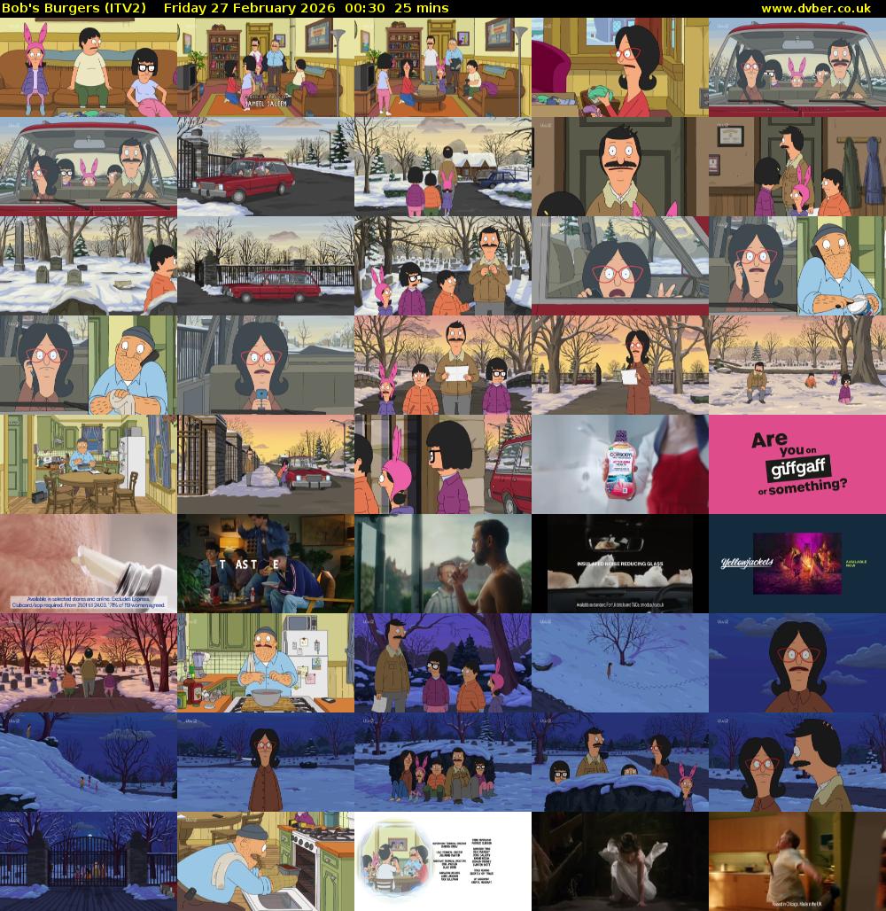 Bob's Burgers (ITV2) Friday 27 February 2026 00:30 - 00:55