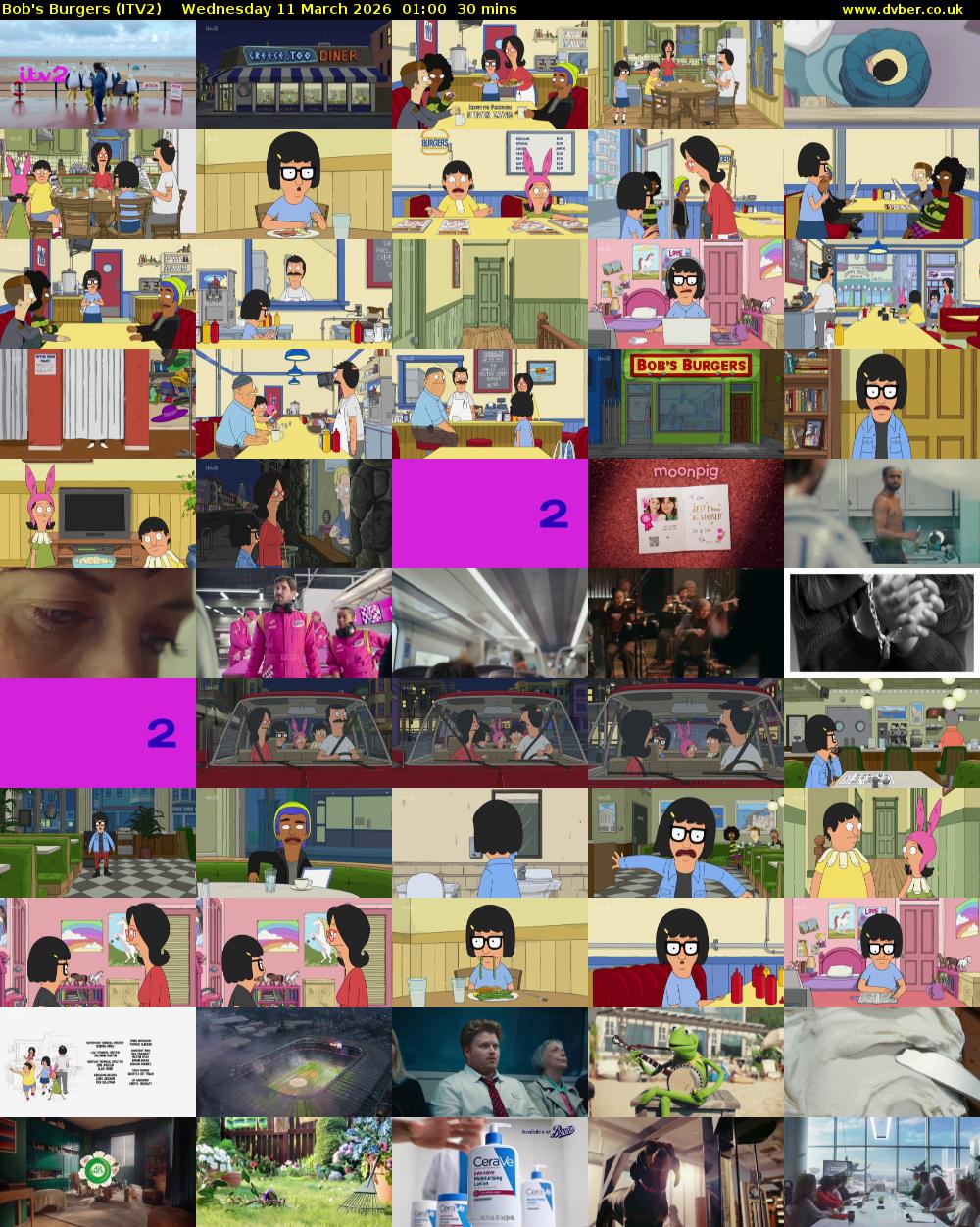 Bob's Burgers (ITV2) Wednesday 11 March 2026 01:00 - 01:30
