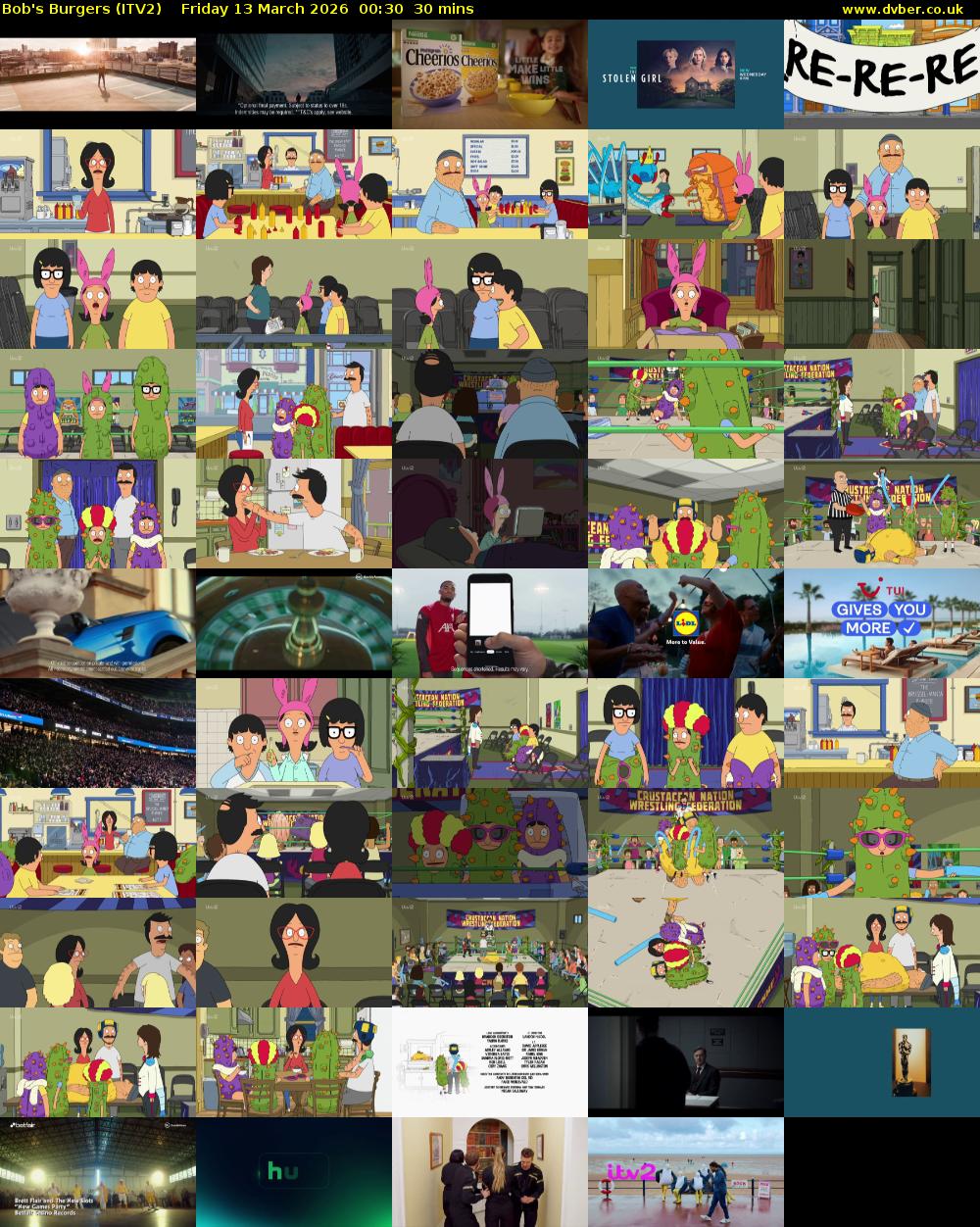Bob's Burgers (ITV2) Friday 13 March 2026 00:30 - 01:00
