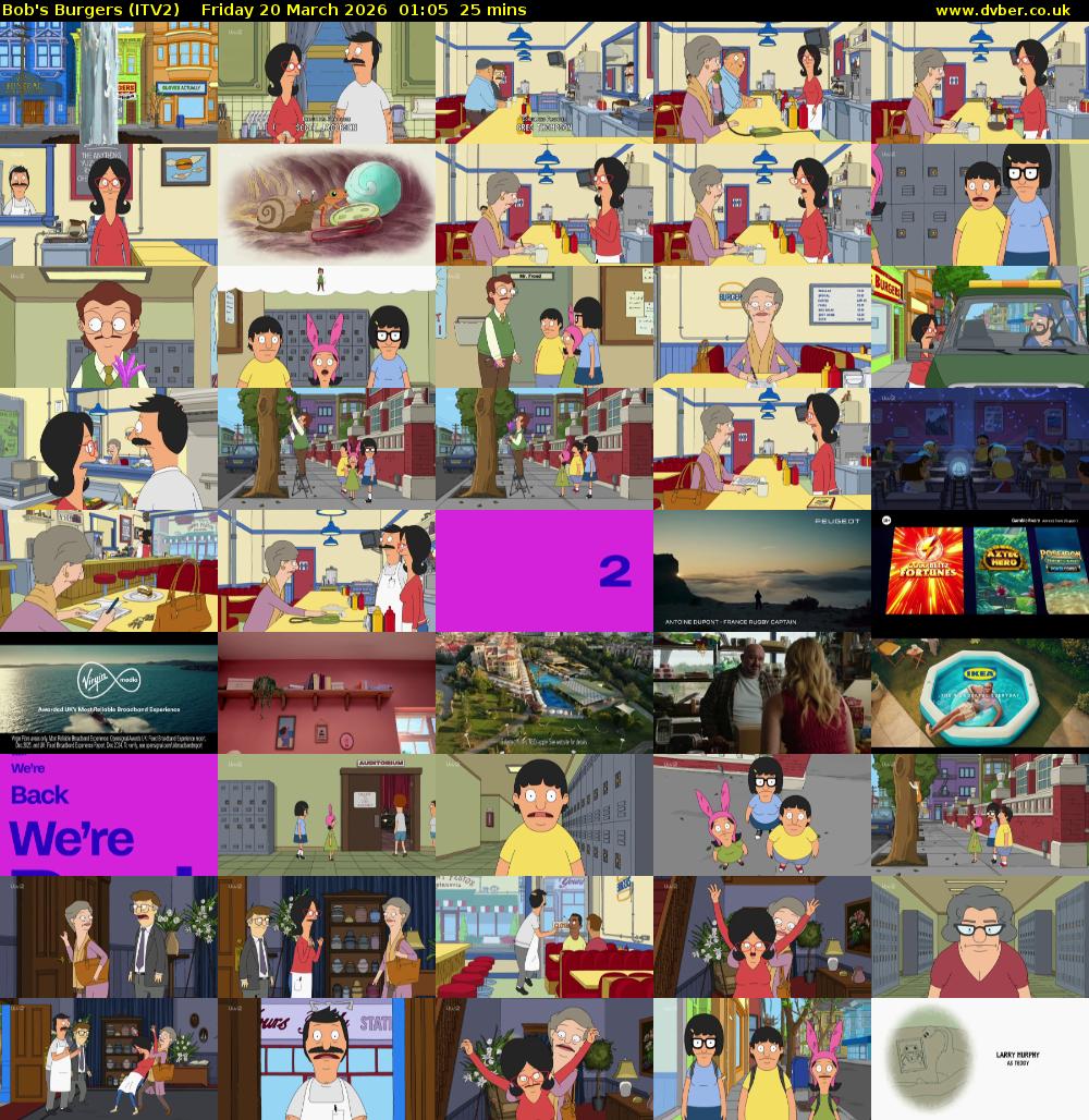 Bob's Burgers (ITV2) Friday 20 March 2026 01:05 - 01:30