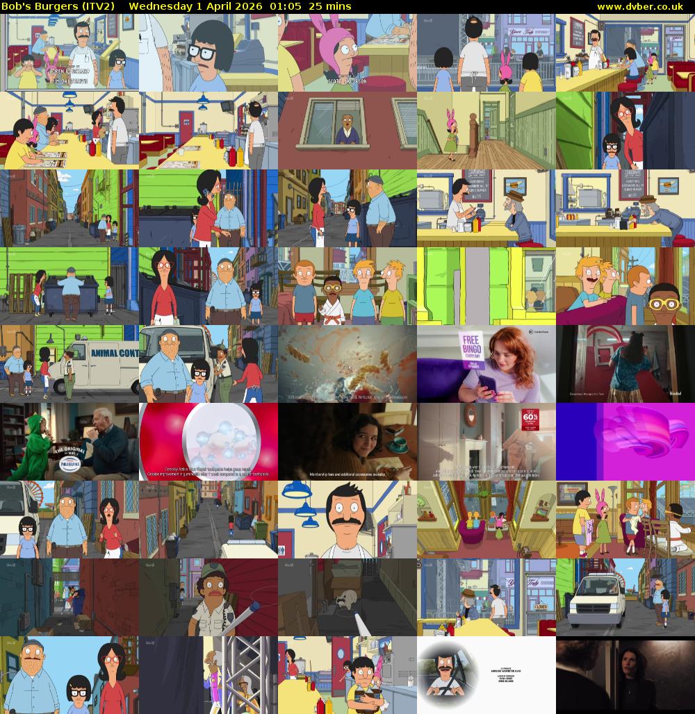 Bob's Burgers (ITV2) Wednesday 1 April 2026 01:05 - 01:30