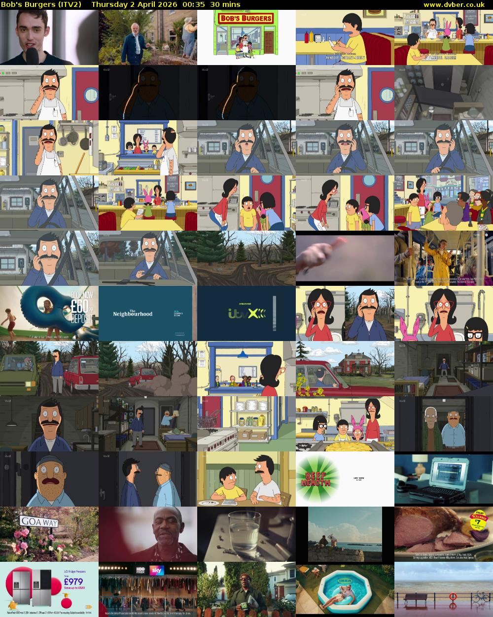 Bob's Burgers (ITV2) Thursday 2 April 2026 00:35 - 01:05