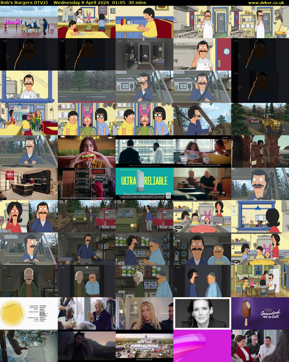 Bob's Burgers (ITV2) Wednesday 8 April 2026 01:05 - 01:35