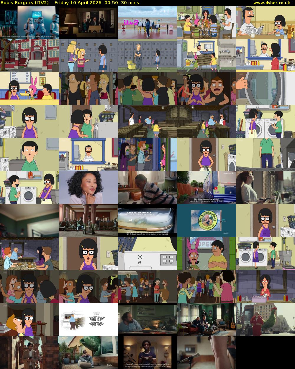 Bob's Burgers (ITV2) Friday 10 April 2026 00:50 - 01:20