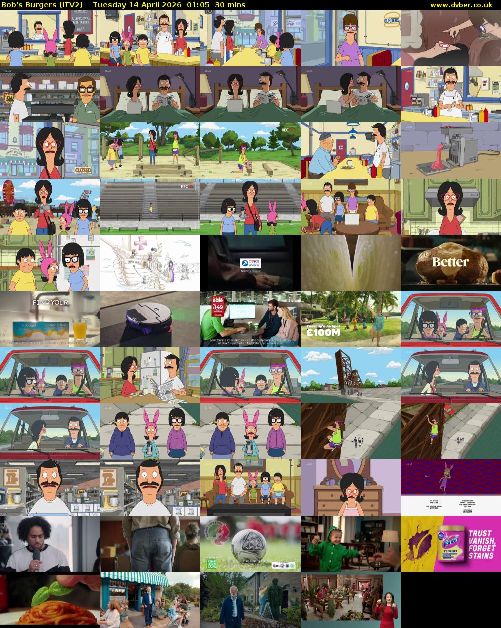 Bob's Burgers (ITV2) Tuesday 14 April 2026 01:05 - 01:35