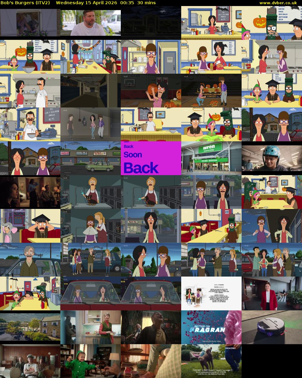 Bob's Burgers (ITV2) Wednesday 15 April 2026 00:35 - 01:05