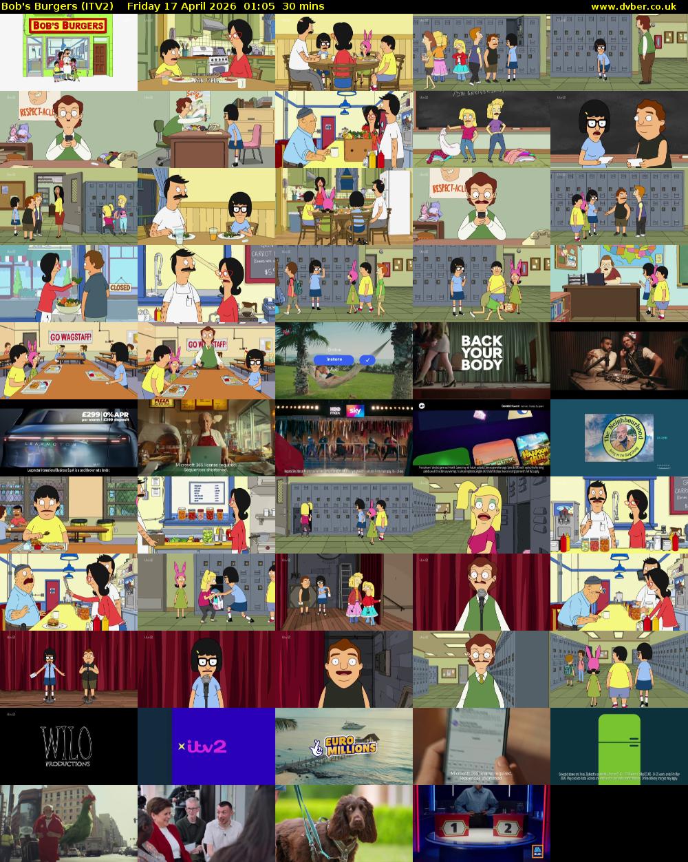 Bob's Burgers (ITV2) Friday 17 April 2026 01:05 - 01:35